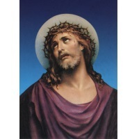 Heiligenbild Ecce Homo Jesus in Dornenkrone Postkartenformat