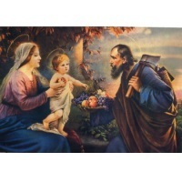 Heiligenbild Heilige Familie Jesus Maria und Josef Postkartenformat