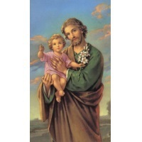 Heiligenbildchen Heiliger Josef mit Jesuskind 12 x 6,7 cm