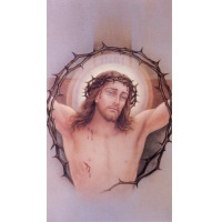 Heiligenbildchen Jesus am Kreuz Dornenkrone 12 x 6,7 cm