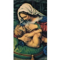 Heiligenbildchen Stillende Madonna Jesuskind 12 x 6,7 cm