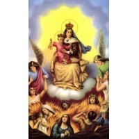 Heiligenbildchen Königin der Armen Seelen Skapulier 12 x 6,7 cm