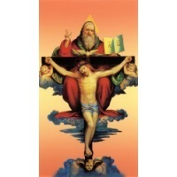 Heiligenbildchen Gott Vater umarmt Jesus 12 x 6,7 cm