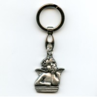 Schlüsselanhänger Heiliger Schutzengel Metall Silberfarben 9 cm