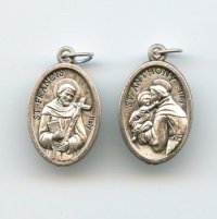 Medaille Heiliger Franziskus Heiliger Antonius Metall Silberfarben 25 mm