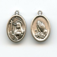 Medaille Heilige Rita St. Rita Metall Silberfarben Oval 26 mm