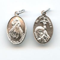 Medaille Barmherziger Jesus und Johannes Paul II Aluminium ca. 24 mm