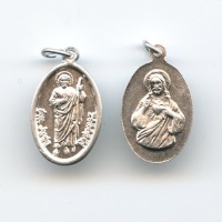 Medaille Heiliger Juda Thaddäus und Herz Jesu Aluminium 25 mm