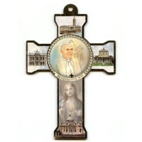 Holzkreuz Benedikt XVI. Basiliken Rom Herz Jesu 21,5 cm