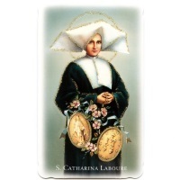 Heiligenbildchen mit Glitzer Hl. Katharina Labourè 10,6 x 6,4 cm