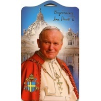 Holzbild Papst Johannes Paul II. 15 x 9 cm
