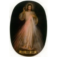 Religiöser Aufkleber Barmherziger Jesus Innenklebend 7,5 x 5 cm