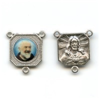 Herzstück Pater Pio Herz Jesu Metall Silberfarben Gelaufkleber 1,9 x 1,6cm