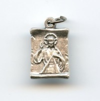 Medaille Barmherziger Jesus Rechteckig Metall silberfarben 22 mm