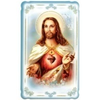 Heiligenbild mit Glitzer Herz Jesu Postkartenformat