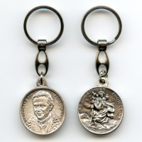 Schlüsselanhänger Papst Benedikt XVI und Christophorus ca. 9 cm