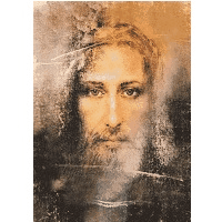 Heiligenbild Zweidimensional Turiner Grabtuch Antlitz Christi 35 x 25 cm