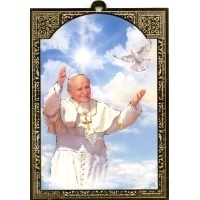 Holzbild Papst Johannes Paul II. und Heiliger Geist ca. 13 x 10 cm