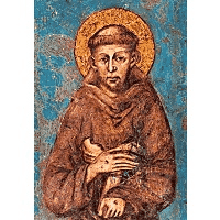 Heiligenbild Zweidimensional Hl. Franziskus Kreuz San Damiano ca. 8 x 5 cm