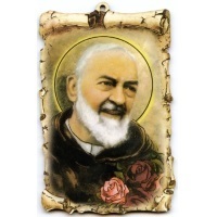Holzbild Heiliger Pater Pio 15 x 10 cm
