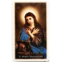 Heiligenbildchen mit Glitzer Heilige Maria Magdalena 10,6 x 6,4 cm