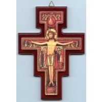 Holzkreuz San Damiano Franziskuskreuz Bordeaux 17 cm