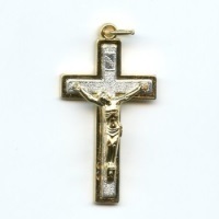 Kreuz Jesus Christus Metall Vergoldet mit Korpus 4 x 2 cm