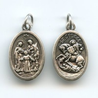 Medaille Heilige Familie Heiliger Georg Zamak ca. 25 mm