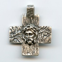 Kreuz Jesus in Dornenkrone Metall Massiv Silberfarben ca. 3,5 x 3,5 cm