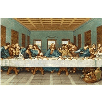 Heiligenbild Zweidimensional Kommunion Abendmahl Postkartenformat