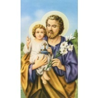 Heiligenbildchen Heiliger Josef mit Jesus ca. 12 x 7 cm