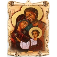Holzbild Ikone Heilige Familie ca. 22 x 17 cm