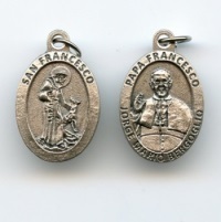 Medaille Heiliger Franziskus und Papst Franziskus Metall 26 mm