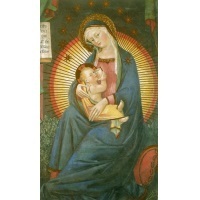 Heiligenbildchen Heilige Mutter Gottes mit Jesuskind ca. 12 x 7 cm