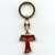 Schlüsselanhänger Tau-Kreuz Goldenfarben Rot 9 cm