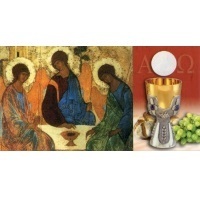 Heiligenbildchen Heiligste Dreifaltigkeit Heilige Kommunion 13 x 7 cm