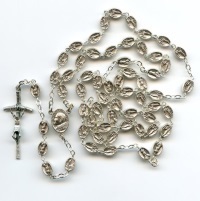 Rosenkranz Fatima Metallperlen Silberfarben Umfang ca. 80 cm