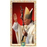 Heiligenbildchen Papst Johannes Paul II. mit Papstwappen 12 x 6,7 cm