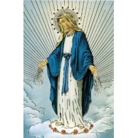 Heiligenbild mit goldener Verzierung Gnadenspenderin Postkartenformat