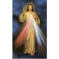 Heiligenbildchen Barmherziger Jesus Blau 12 x 7 cm