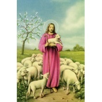 Heiligenbild Jesus der gute Hirte Postkartenformat
