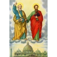 Heiligenbild Heilige Petrus und Paulus Postkartenformat
