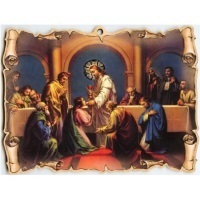 Holzbild Heilige Kommunion Jesus ca. 22 x 17 cm