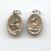Medaille Heiliger Franziskus Heiliger Antonius Metall Silberfarben 25 mm