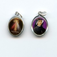Medaille Barmherziger Jesus und Heilige Faustyna Fiolett Alu 20 mm