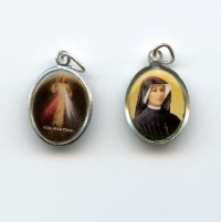 Medaille Barmherziger Jesus und Heilige Faustyna Gelb Alu 20 mm