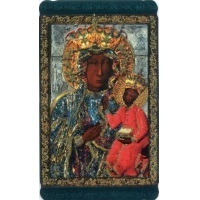 Heiligenbildchen mit Glitzer Madonna von Tschenstochau 10,6 x 6,4 cm