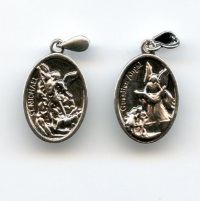 Erzengel Michael und Schutzengel Medaille 925 Silber 23 mm