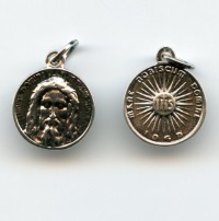 Medaille Antlitz Christi vom Turiner Grabtuch IHS 925 Silber Oxidiert 18 mm