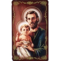 Heiligenbild mit Glitzer Heiliger Josef Postkartenformat
